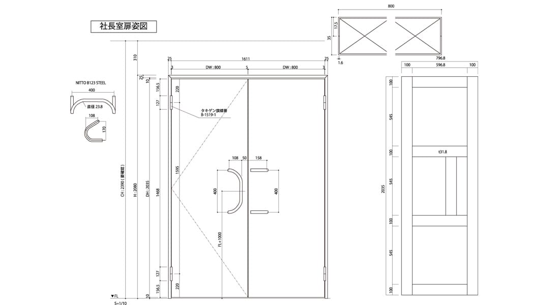 鉄のドア　図面